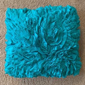 Blue ruffle pillow